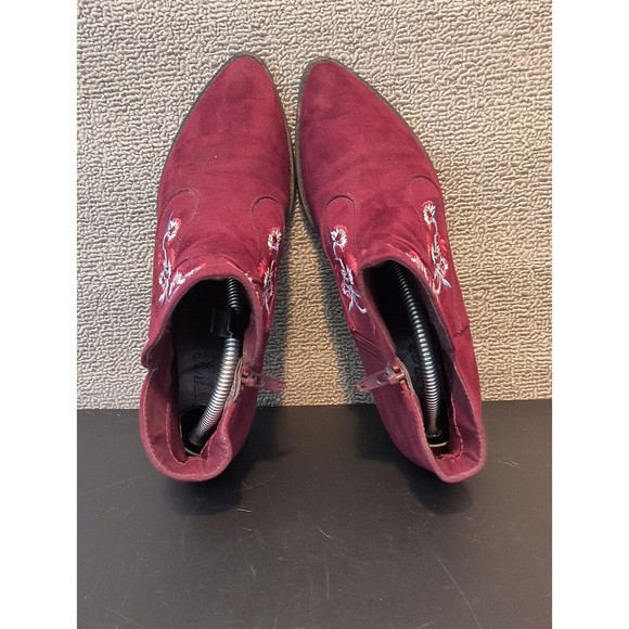 Carlos by Carlos Santana Western Ankle Boots Women's 6.5 Red Burgundy Floral2070 - Picture 4 of 10